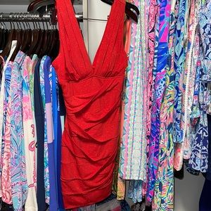 Honey and Rosie red glitter dress/gown NWOT size S